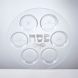 צלחת סדר מפלסטיק שקופה עם נצנצים | פסח | יוּדָאִיקָה